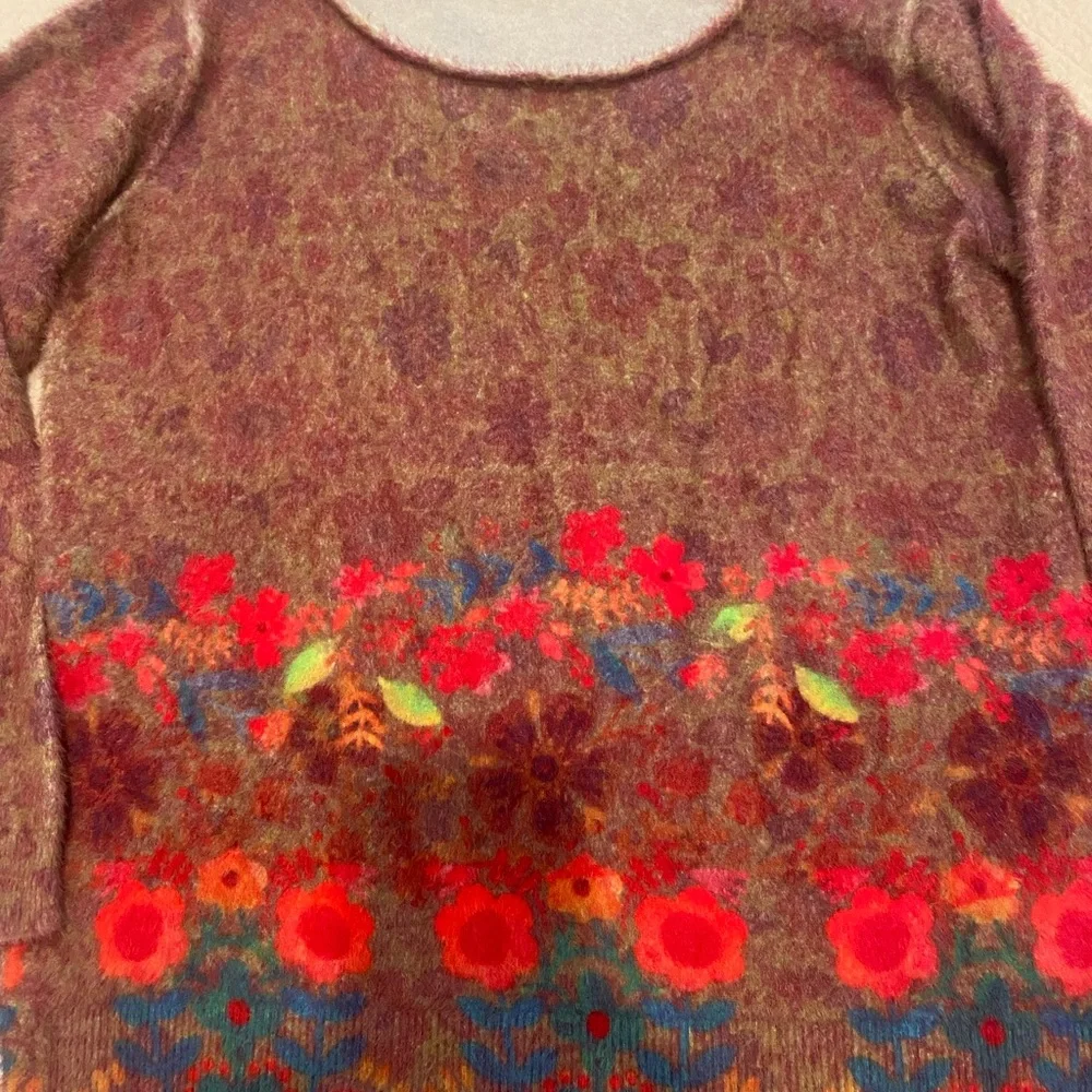 NATURAL LIFE Purple Floral Crewneck Sweater with Pink & Blue Accents - Picture 3 of 7